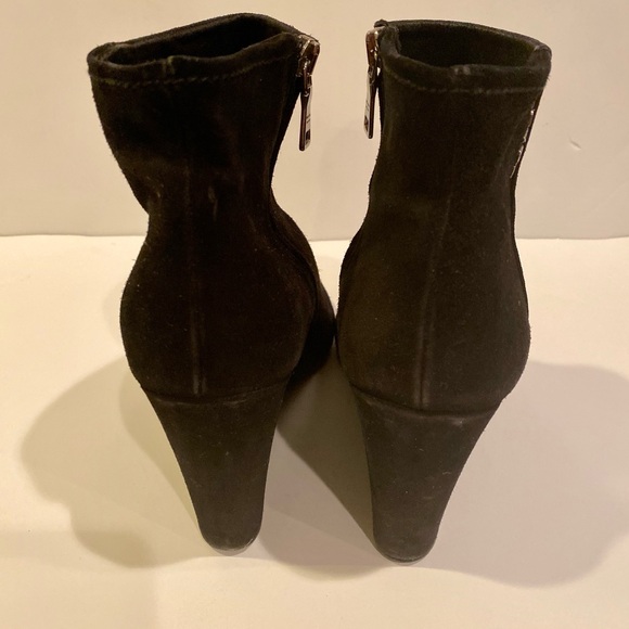PRADA Black Suède Open Toe Wedge Booties - Picture 5 of 7